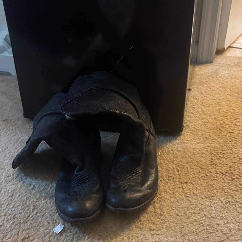 Black Leather Cowboy Boots